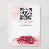 マゼンタクリムゾンブルゴーニュ結婚ーフラワーアーチ 招待状 (裏面)