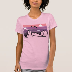 マゼンタグラスショーズマウンテンズサンセットパラグライダー Tシャツ