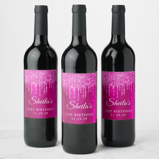 マゼンタグリッタードリップスホットピンクグラム21歳 ワインラベル (ボトル)