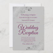 マゼンタグレーシルバーフリルズの結婚式の披露宴 招待状 (正面)