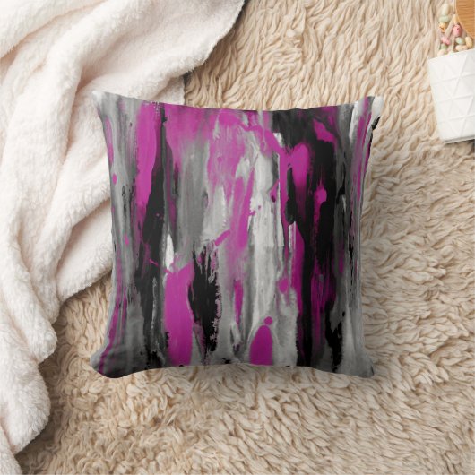 マゼンタグレー白黒抽象芸術装飾用クッション クッション (ブランケット)
