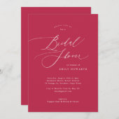 マゼンタサンセットエレガント書道ブライダルシャワー 招待状 (正面/裏面)