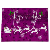 マゼンタサンタズスレイアンドトナカイ抱き枕 ラージペーパーバッグ (正面)