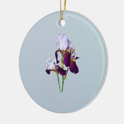 マゼンタシェードの3つのアイリス セラミックオーナメント (左)