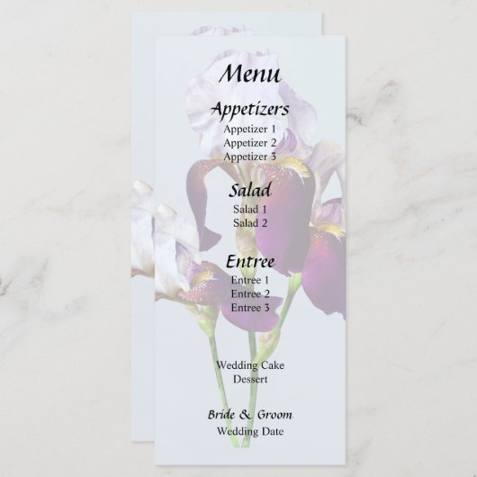 マゼンタシェードの3つのアイリス メニュー (正面/裏面)