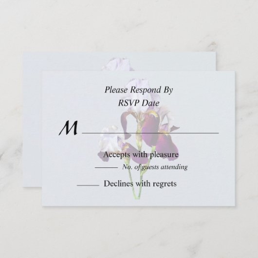 マゼンタシェードの3つのアイリス 出欠カード (正面/裏面)