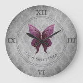 マゼンタジュエリー蝶 ラージ壁時計 (正面)