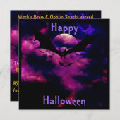 マゼンタスカイこうもりハローウィンパーティ招待状 招待状 (正面/裏面)