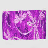 マゼンタスカイの銀色のトンボ魔法 ゴルフタオル (横)