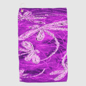 マゼンタスカイの銀色のトンボ魔法 ゴルフタオル (正面)