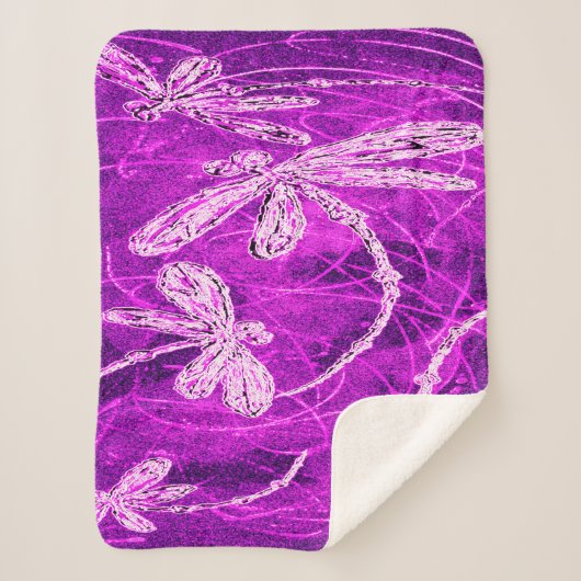 マゼンタスカイの銀色のトンボ魔法 シェルパブランケット (正面)