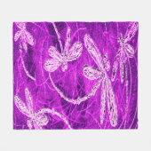 マゼンタスカイの銀色のトンボ魔法 フリースブランケット (正面(横))