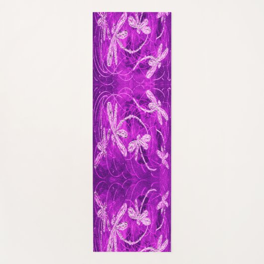 マゼンタスカイの銀色のトンボ魔法 ヨガマット (正面)