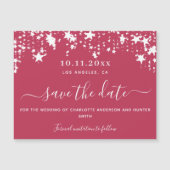 マゼンタスターウェディングは日付のマグネットカードを保存 マグネット招待状 (正面)