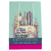 マゼンタスチールブルーブックラバーパステル ミディアムペーパーバッグ (裏面)