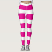 マゼンタストライプとホワイトの不均一な色 レギンス (正面)