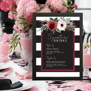 マゼンタストライプフローラシグネチャー結婚ドリンク ポスター