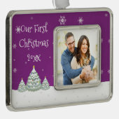 マゼンタスノークリスマスツリー枠オーナメント シルバープレートフレームオーナメント (右)