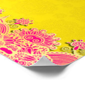 マゼンタセリーブライトイエローメンディ歓迎サイン ポスター (角)