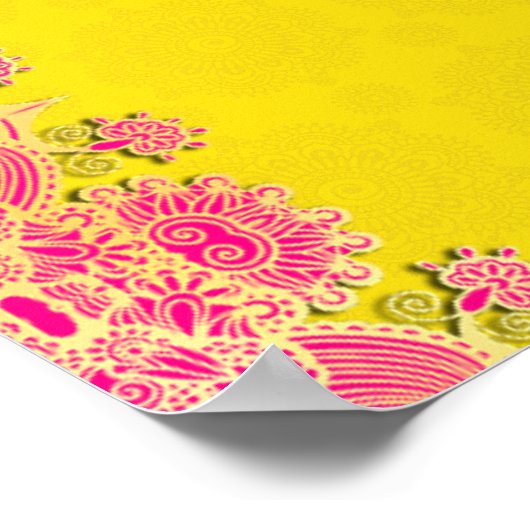 マゼンタセリーブライトイエローメンディ歓迎サイン ポスター (角)