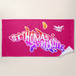 マゼンタセントトーマス"ロックシティ"米国ヴァージン諸島 ビーチタオル
