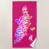 マゼンタセントトーマス"ロックシティ"米国ヴァージン諸島 ビーチタオル (正面)