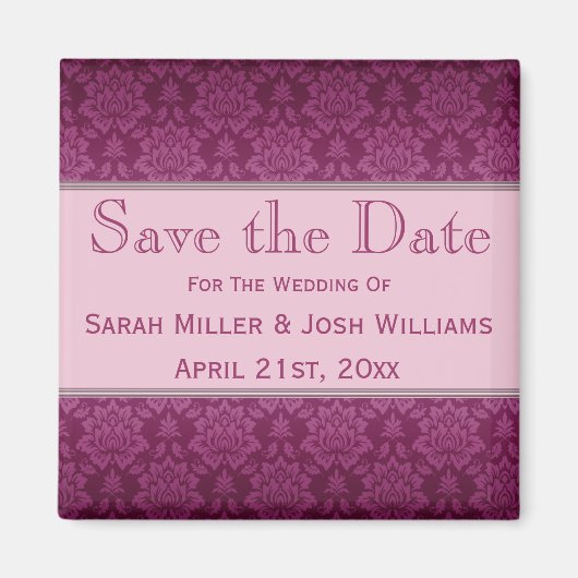 マゼンタダマスク日付マグネットの保存 マグネット (正面)