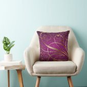 マゼンタダマスク金ゴールド渦巻き旋回 クッション (椅子)