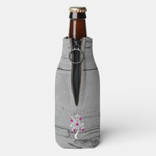 マゼンタツリーのハートパーソナライズされたボトルクール ボトルクーラー (ボトル裏面)