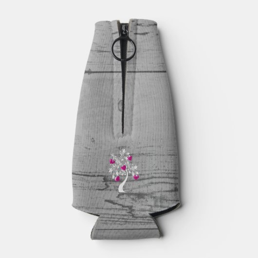 マゼンタツリーのハートパーソナライズされたボトルクール ボトルクーラー (裏面)