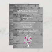 マゼンタツリーのハート結婚のリハーサルディナー 招待状 (正面/裏面)