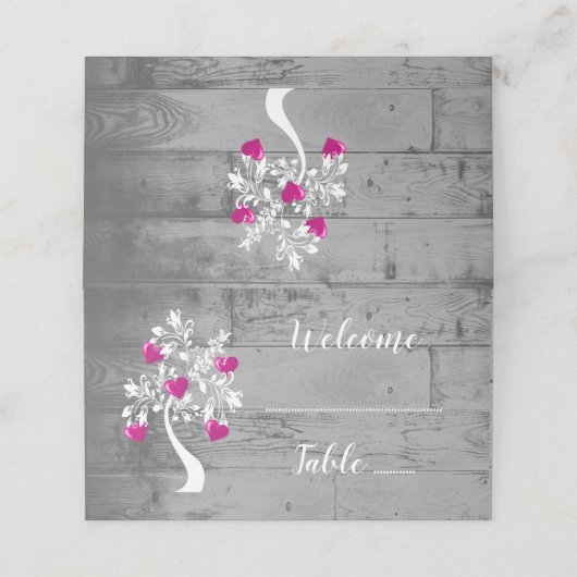 マゼンタツリーハート披露宴座席表 プレイスカード (外部開封)