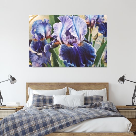 *~*マゼンタティール(緑がかった色)アイリスヴィンテージフローラTV2 キャンバスプリント (インサイチュ (寝室))