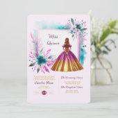 マゼンタティール(緑がかった色)キンセアニェラ式披露宴 招待状 (スタンド正面)