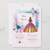 マゼンタティール(緑がかった色)キンセアニェラ式披露宴 招待状 (正面)