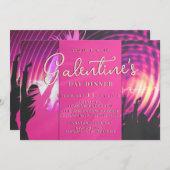 マゼンタディスコレトロガレンティンディナーブランチパーティー 招待状 (正面/裏面)