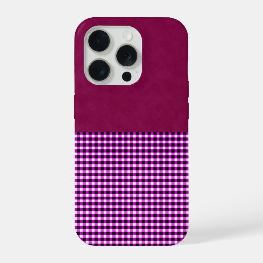 マゼンタデニムとタルタン柄のクッション iPhoneケース (裏面)