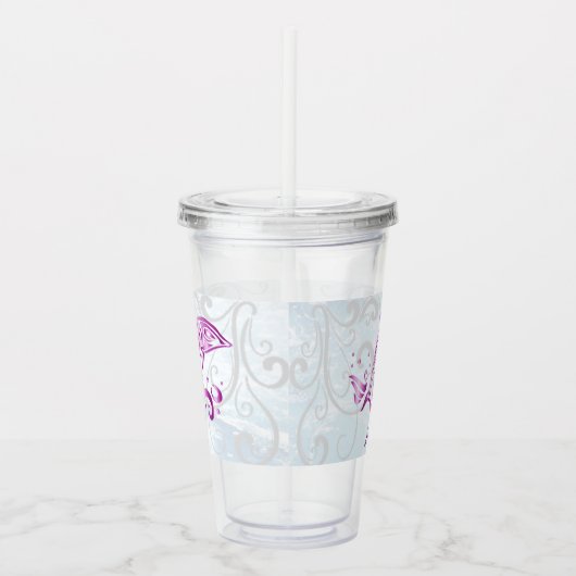 マゼンタドルフィパーソナライズされたン アクリルタンブラー (右)