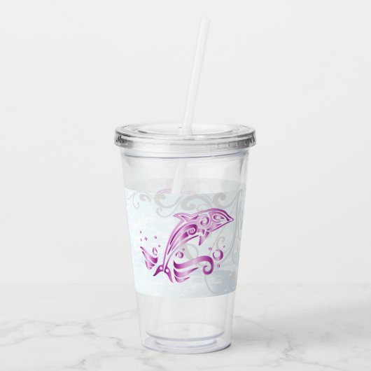 マゼンタドルフィパーソナライズされたン アクリルタンブラー (裏面)