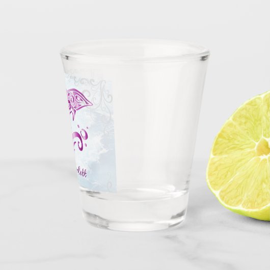 マゼンタドルフィンパーソナライズされたショットガラス ショットグラス (右)