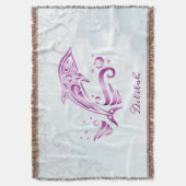 マゼンタドルフィンパーソナライズされたブランケット スローブランケット (正面縦)