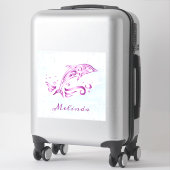 マゼンタドルフィンビニールステッカー シール (スーツケース)