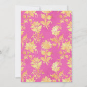 マゼンタネイビーおよび金ゴールドフローラ結婚式招待状 招待状 (裏面)