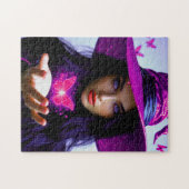 マゼンタハロウィーン魔法の魔女とバターライト ジグソーパズル (横)