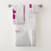 マゼンタハートパーソナライズされたバスタオルセット バスタオルセット (インサイチュ)