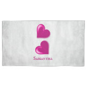 マゼンタハートパーソナライズされたピローケース 枕カバー (正面左)