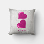 マゼンタハートパーソナライズされた装飾用クッション クッション (正面)