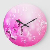 マゼンタバタフライ ラージ壁時計 (正面)