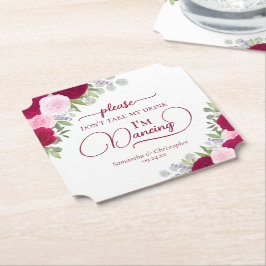 マゼンタバラとピンクのバラは私の飲み物を受け取結婚らない ペーパーコースター