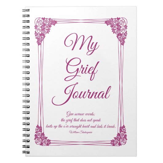 マゼンタバラク縁どラスターの悲嘆ジャーナル ノートブック (正面)